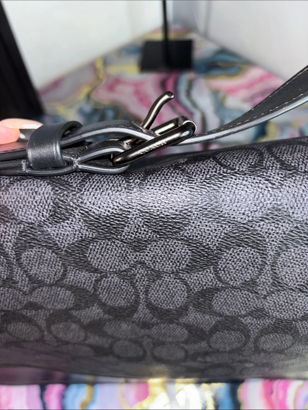 Coach Men's Gray/Black Signature Messenger Bag